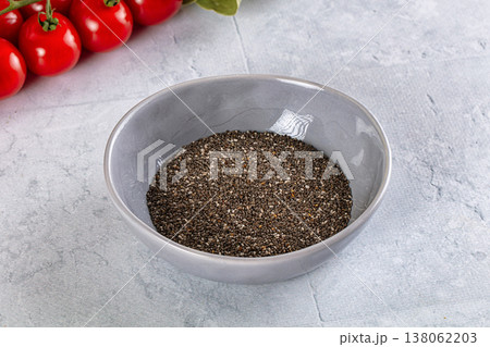 Vegan superfood dry chia seeds Vegan superfood dry chia seeds 138062203