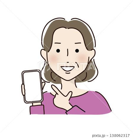 携帯電話を指さす品のある女性 携帯電話を指さす品のある女性 138062317