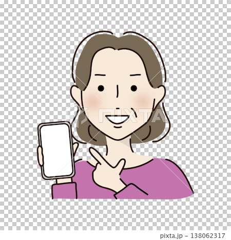 携帯電話を指さす品のある女性 携帯電話を指さす品のある女性 138062317