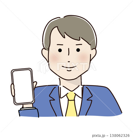 携帯電話を見せるスーツを着た男性 携帯電話を見せるスーツを着た男性 138062326