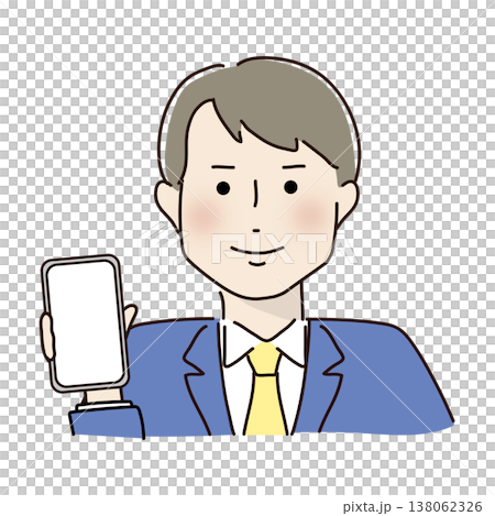 携帯電話を見せるスーツを着た男性 携帯電話を見せるスーツを着た男性 138062326