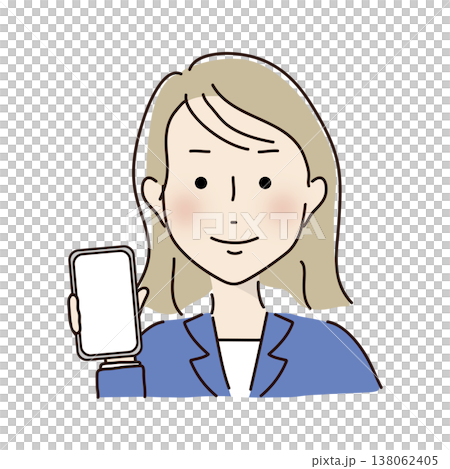 携帯電話を見せるスーツを着た女性 携帯電話を見せるスーツを着た女性 138062405