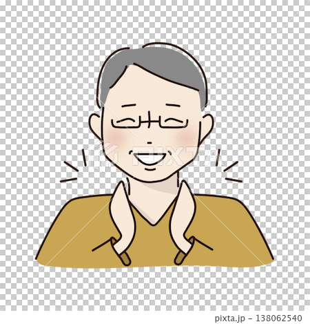 拍手して喜ぶ眼鏡の男性 138062540