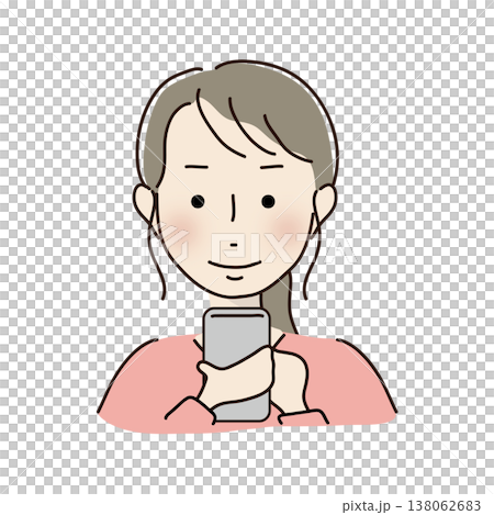 A woman with a ponytail operating her cell phone. A woman with a ponytail operating her cell phone. 138062683