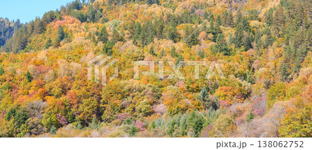 Scenery Jiuzhaigou national park in Sichuan, China. Beautiful Five Flower Lake in Autumn season. Famous Landmark and Vacation near Chengdu, China. Asia travel concept Scenery Jiuzhaigou national park in Sichuan, China. Beautiful Five Flower Lake in Autumn season. Famous Landmark and Vacation near Chengdu, China. Asia travel concept 138062752