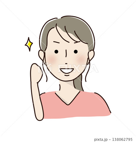 ガッツポーズをするポニーテールの女性 138062795