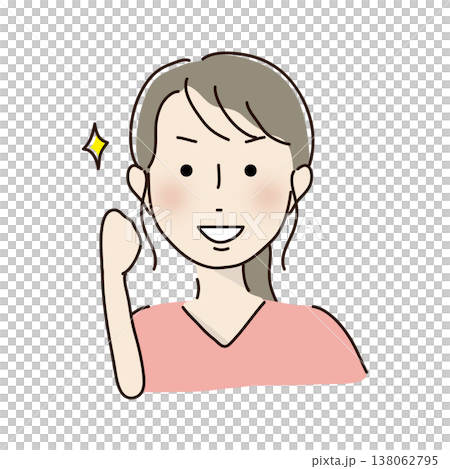 ガッツポーズをするポニーテールの女性 138062795