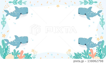 ジンベイザメがやさしく彩る南国海背景 138062798