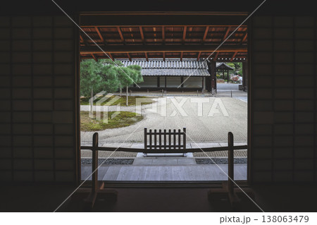 Temple Courtyard Seen Through A Traditional Wooden Gate Nov 28 2025 138063479