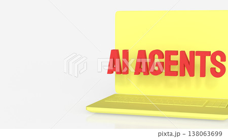 AI Agents Concept On Laptop Screen Minimal Technology Background 3d render. AI Agents Concept On Laptop Screen Minimal Technology Background 3d render. 138063699