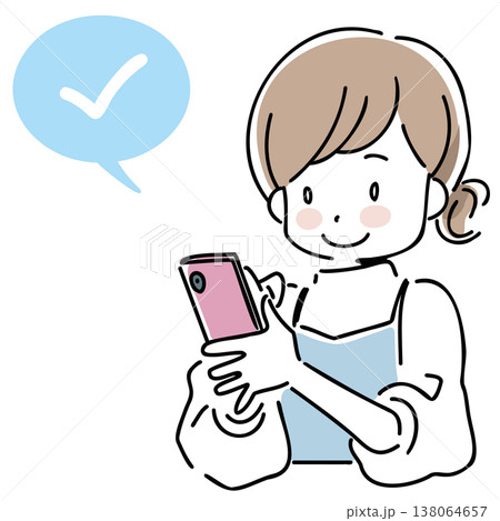 スマアートフォンで送信する女性のイラスト 138064657