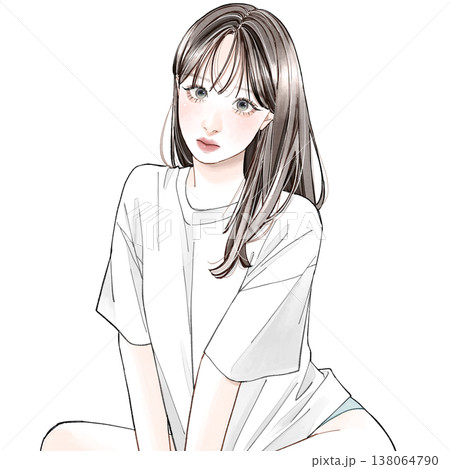 大きいTシャツを着ている女性 大きいTシャツを着ている女性 138064790