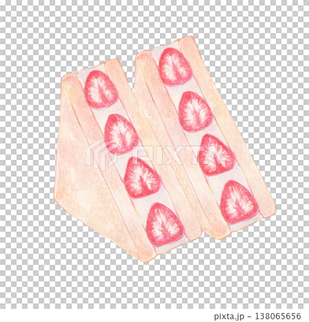 Strawberry sandwich painted in watercolor 138065656