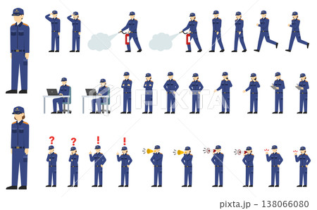 フラットイラスト：男女の消防士セット 138066080