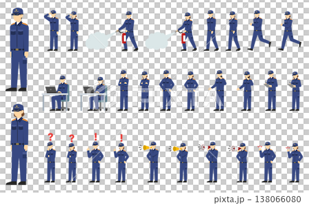 フラットイラスト：男女の消防士セット 138066080