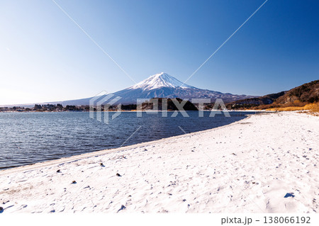 早春の河口湖の湖畔から富士山を望む 河口湖大石公園 早春の河口湖の湖畔から富士山を望む 河口湖大石公園 138066192