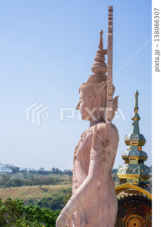 Side profile of pink statue 138066307