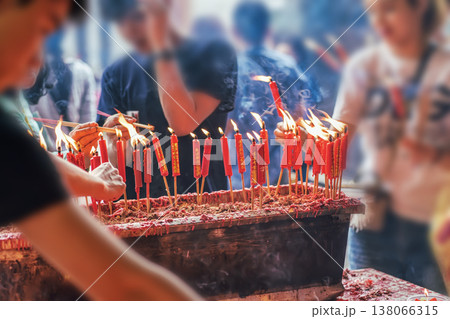 Red ritual candles burning 138066315