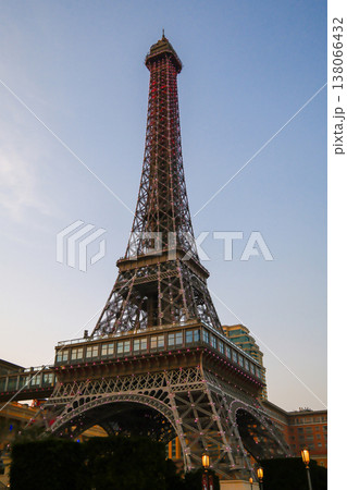 Eiffel tower replica in front of the Parisian casino in Macau, China Eiffel tower replica in front of the Parisian casino in Macau, China 138066432
