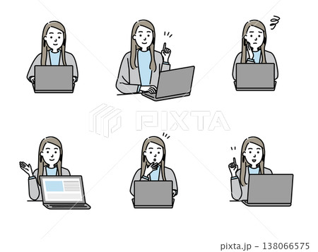 パソコンを操作する若いビジネスマン 女性 138066575