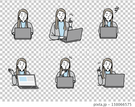 パソコンを操作する若いビジネスマン 女性 138066575