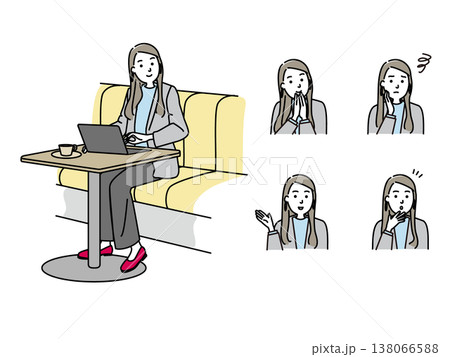 ノートパソコンを操作する若いビジネスマン 女性 138066588