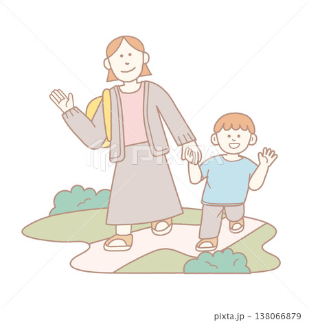 Mother and child going to daycare 138066879