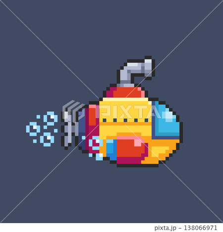 Pixel art submarine game asset design Pixel art submarine game asset design 138066971
