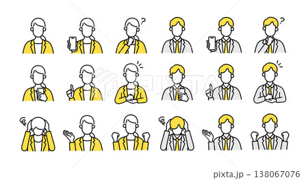 男女のビジネスパーソンのアイコンセット 138067076