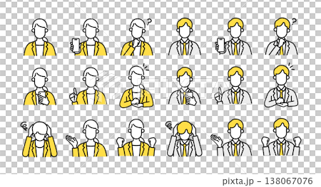 男女のビジネスパーソンのアイコンセット 138067076