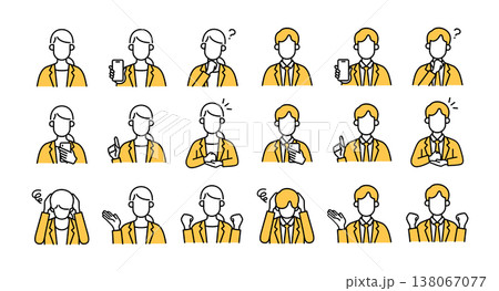 男女のビジネスパーソンのアイコンセット 138067077