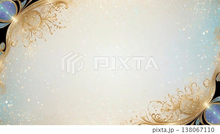 金色のキラキラしたゴージャスなアフレームアールヌーヴォーイメージ装飾イラスト 138067110