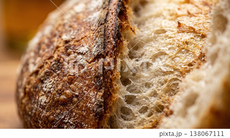 Artisan bread close-up with rich texture and natural detail. 138067111