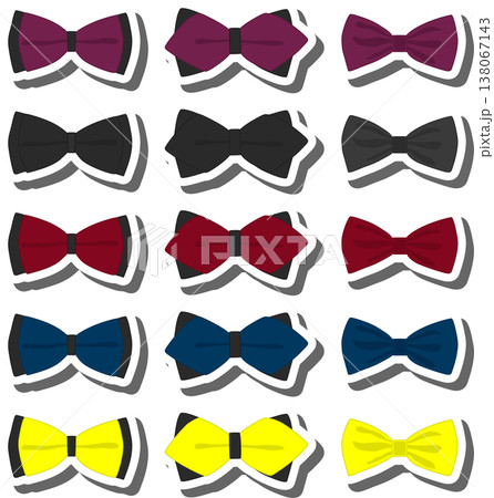 big colored set ribbon different types, bow tie various size big colored set ribbon different types, bow tie various size 138067143