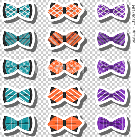 big colored set ribbon different types, bow tie various size 138067194