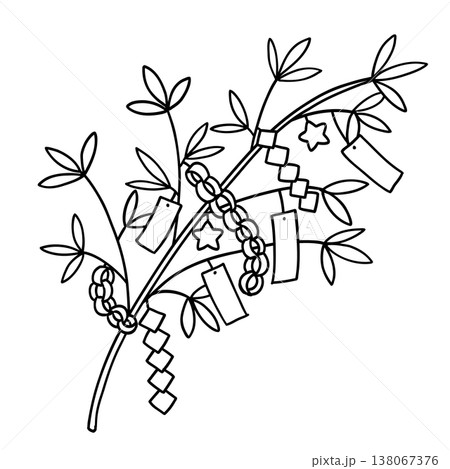 七夕飾りの線画イラスト 138067376