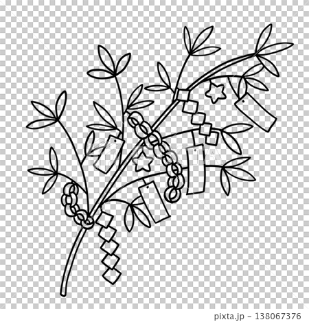 七夕飾りの線画イラスト 138067376