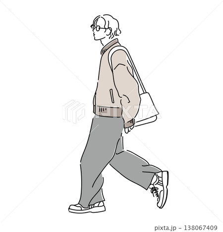 東京ファッションスナップ 春 メンズカジュアルコーデ ブルゾンとワイドパンツの男性イラスト 東京ファッションスナップ 春 メンズカジュアルコーデ ブルゾンとワイドパンツの男性イラスト 138067409