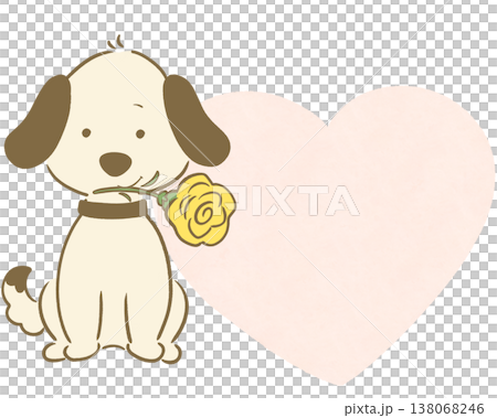 父の日 黄色いバラを持った犬 ハート フレーム ピンク 2 父の日 黄色いバラを持った犬 ハート フレーム ピンク 2 138068246