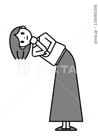 顎に手をあてて上半身を傾けているセミロングヘアの女性 顎に手をあてて上半身を傾けているセミロングヘアの女性 138068398