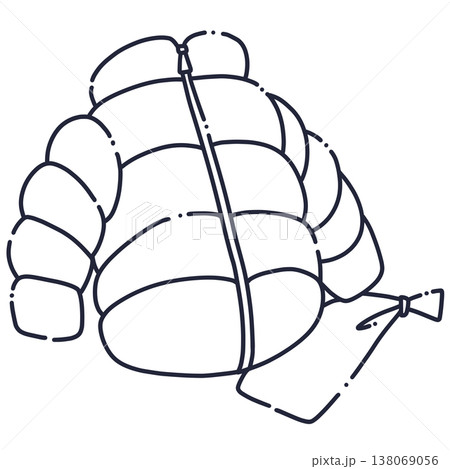 とぎれた線の防寒着の線画イラスト とぎれた線の防寒着の線画イラスト 138069056