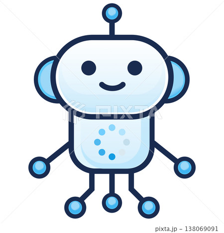 AIロボットキャラクターのシンプルなアイコンイラスト、読み込み中 138069091