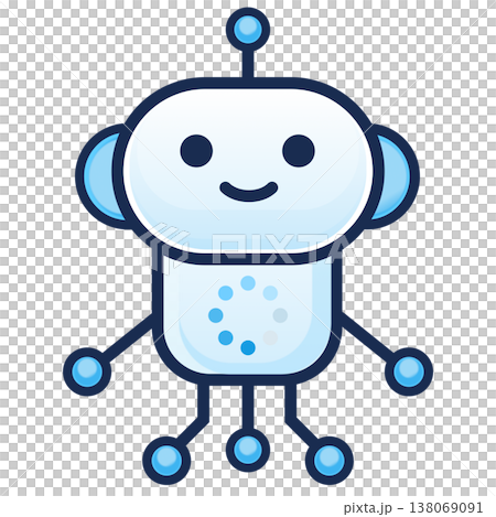 AIロボットキャラクターのシンプルなアイコンイラスト、読み込み中 138069091