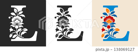 Capital Letter L With Floral Pattern 138069127