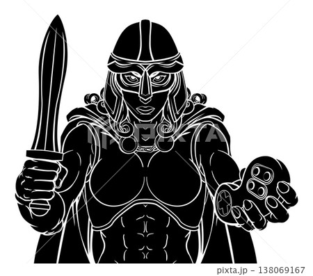 Viking Trojan Celtic Knight Gamer Warrior Woman Viking Trojan Celtic Knight Gamer Warrior Woman 138069167