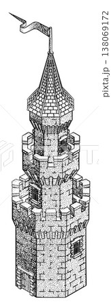 Medieval Building Map Icon Vintage Illustration Medieval Building Map Icon Vintage Illustration 138069172