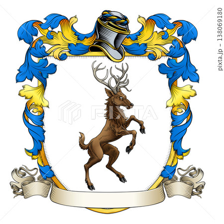 Heraldry Stag Deer Coat of Arms Heraldic Shield 138069180