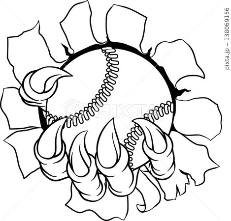Baseball Ball Claw Cartoon Monster Animal Hand 138069186