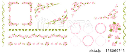 ハナミズキのフレームと装飾セット 138069743