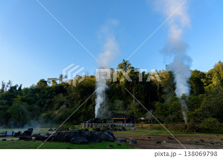 On-sen of Thailand,Fang Hot Spring at National Park in Chiang Mai,Thailand. 138069798